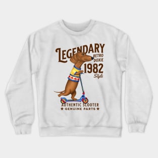 Dachshund Legendary Retro Scooter Crewneck Sweatshirt